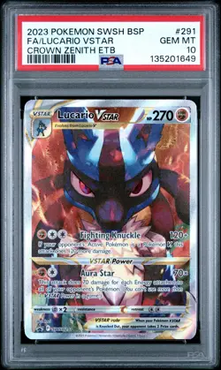 PSA 10 2023 Pokemon Lucario VSTAR SWSH291 Black Star Promo Crown Zenith Gem Mint - Image 1