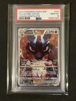 PSA 10 2023 Pokemon Lucario VSTAR SWSH291 Black Star Promo Crown Zenith Gem Mint - Image 3