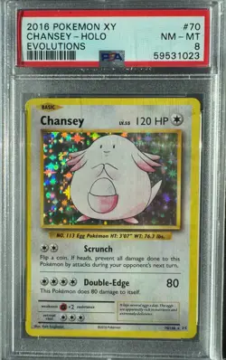 Chansey 70/108 Holo Foil XY Evolutions PSA 8 Pokemon NM-MT 2016 - Image 1