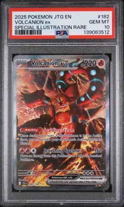 2025 Pokemon JTG EN Volcanion ex 182/159 Special Illustration Rare PSA 10 - Image 1