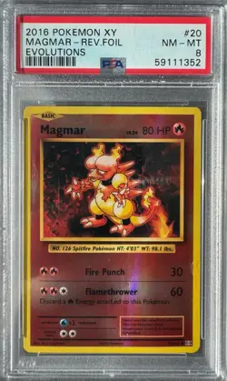 MAGMAR Rev Holo PSA 8 20/108 XY EVOLUTIONS 2016 POKEMON NM-MT - Image 1