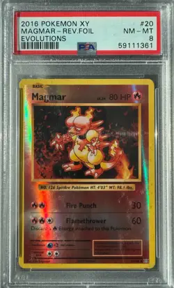 MAGMAR Rev Holo PSA 8 20/108 XY EVOLUTIONS 2016 POKEMON NM-MT - Image 1