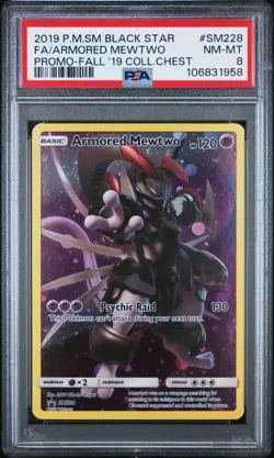 2019 POKEMON SM BLACK STAR PROMO #SM228 FULL ART ARMORED MEWTWO PSA 8 ENGLISH NM - Image 1