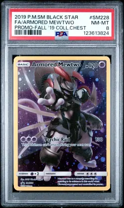 2019 POKEMON SM BLACK STAR PROMO #SM228 FULL ART/ARMORED MEWTWO PSA 8 - Image 1