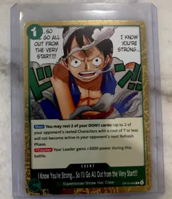 I Know Your Stong One Piece Card Op13 Event Foil JP TCG Carrying On His Will - Image 1