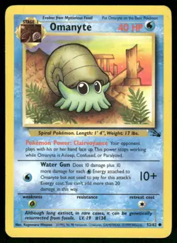 Pokemon Cards Omanyte 52/62 UNLIMITED Fossil WOTC Common NM *2 - Image 1