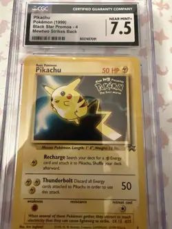 Pokemon Pikachu TCG Wizards Black Star Promos 4 Regular Promo Cards CGC 7.5 NM - Image 1