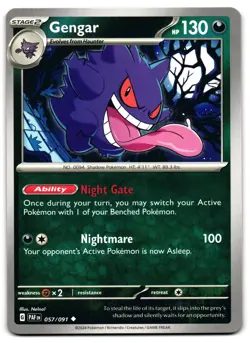 Gengar 057/091 - Paldean Fates Uncommon Pokemon TCG - M/LP Card - Image 1
