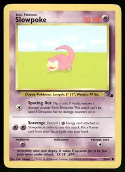 Pokemon Cards Slowpoke 55/62 UNLIMITED Fossil WOTC Common LP - Image 1