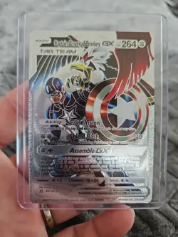 Captain America & Braviary GX Silver Foil Fan Art Vinyl Collector Pokemon Card - Image 1
