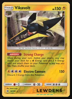 Vikavolt - 52/149 - Reverse Holo Rare Holo - Sun & Moon Base - Pokemon Card - Image 1