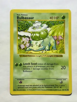 Pokemon TCG Bulbasaur Shadowless Card 44/102 1999 Base Set - Image 1