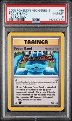 PSA 8 - Focus Band 86 Neo Genesis 1st Edition Pokemon Card - Image 1