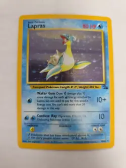 Pokemon TCG Lapras Fossil Holo Unlimited Rare Card 10/62 Vintage Nm Lp - Image 1