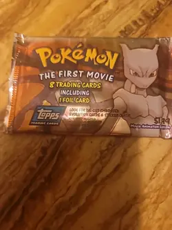 POKEMON THE FIRST MOVIE - 8 TOPPS TRADING CARDS - NEW/SEALED/FOIL- BLACK LABEL! - Image 1