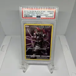 2019 POKEMON SM BLACK STAR PROMO #SM228 FULL ART/ARMORED MEWTWO PSA 9 (Q259) - Image 1