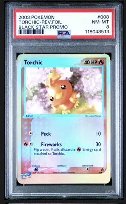 2003 POKEMON BLACK STAR PROMO #008 TORCHIC-REVERSE FOIL PSA 8 - Image 3