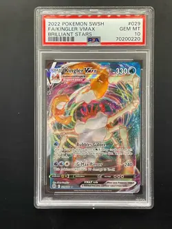 2022 Pokemon Brilliant Stars Kingler VMAX 029/172 Full Art PSA 10 - Image 1