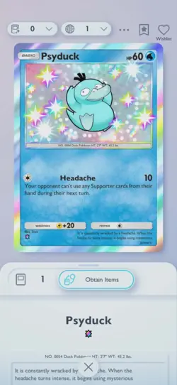 [English] Shiny Psyduck | 1 Shiny | Pokemon TCG Pocket Trade - Image 1
