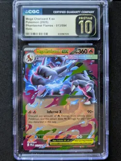 Pokemon Mega Charizard X EX 13/94 Phantasmal Flames Holo CGC PRISTINE 10 - Image 1