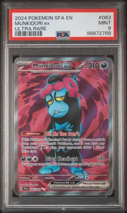 2024 POKEMON SFA EN-SHROUDED FABLE ULTRA RARE #083 MUNKIDORI EX PSA 9 - Image 1