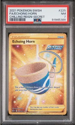2021 Pokemon Sword & Shield - Chilling Reign #225 Echoing Horn PSA 7 NM - Image 1