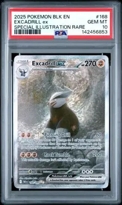 2025 POKEMON BLACK BOLT #168 EXCADRILL ex SPECIAL ILLUSTRATION RARE PSA 10 Gem - Image 1