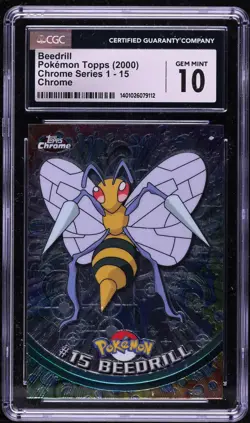 2000 Topps Chrome Pokemon Series 1 Beedrill #15 CGC 10 GEM MINT - Image 1