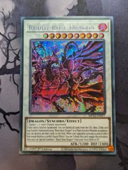 YuGiOh Ruddy Rose Dragon Prismatic Secret Rare 1st Edition MP22-EN077 VLP - Image 1
