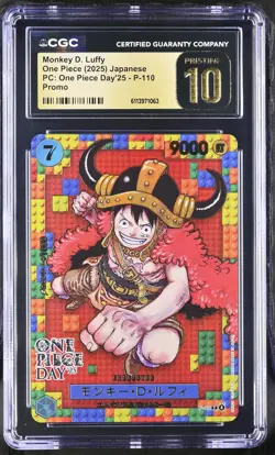 CGC 10 PRISTINE Japanese One Piece 2025 Monkey D. Luffy P-110 Day'25 NR - Image 1