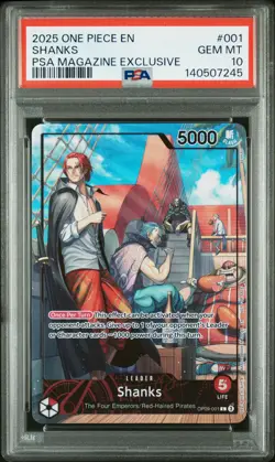 2025 ONE PIECE PROMOS PSA MAGAZINE EXCLUSIVE #001 SHANKS PSA 10 - Image 1