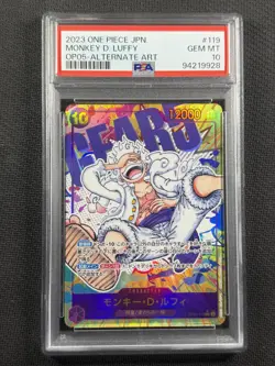 One Piece Cards PSA 10 Gem MT Monkey D Luffy Alt Art Jpn 2023 OP05 #119 Sec - Image 1