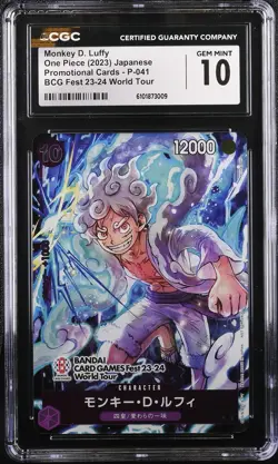 CGC 10 GEM MINT Japanese ONE PIECE 2023 MONKEY D. LUFFY P-041 FEST TOUR NR - Image 1