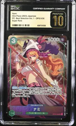 CGC 10 PRISTINE Japanese One Piece 2023 Nami OP02-036 Vol. 1 SR ALT ART NR - Image 1