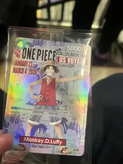One Piece Monkey D. Luffy US Voyage College Basketball Promo Holo Card P-055 - Image 1