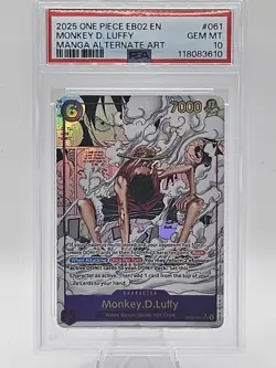 2025 One Piece #061 EB02 English Monkey D. Luffy Manga Alt Art GEM MT PSA 10! - Image 1