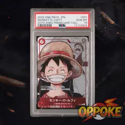 PSA 10 One Piece Cards Game - Monkey D. Luffy (Parallel) P-001 P 25th Edition JP - Image 1