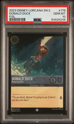 Donald Duck Cold Foil PSA 10 GEM MINT 2023 Floodborn #178 Disney Lorcana - Image 1
