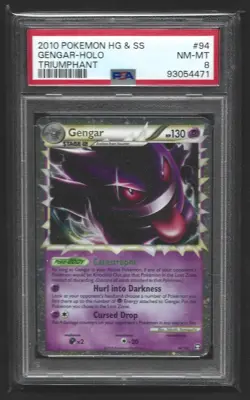 Pokemon Gengar 94/102 Prime Triumphant HeartGold SoulSilver PSA 8 NM-MT - Image 1