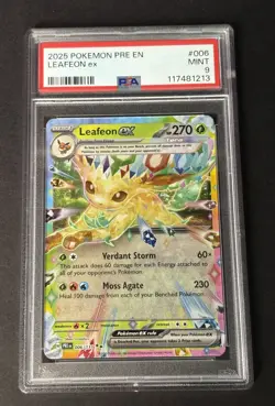 Pokemon TCG Leafeon Ex 006/131 SV Prismatic Evolutions - Graded PSA 9 - Image 1