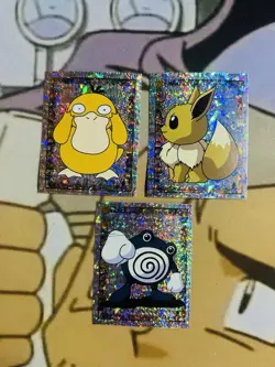 Pokemon Merlin Series 1 (3) Holo Sticker Lot Eevee,Psyduck,Poli All Pack Fresh - Image 1