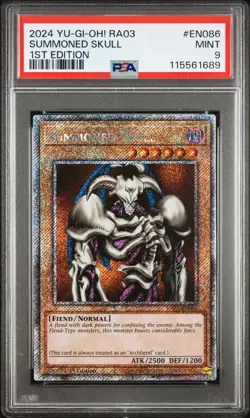 2024 Yu-Gi-Oh Summoned Skull RA03-EN086 Platinum Secret Rare PSA 9 (Aug 25) - Image 1