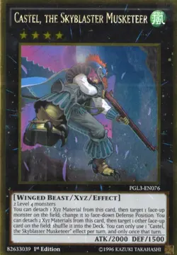 Yu-Gi-Oh! Castel, the Skyblaster Musketeer 1st Ed PGL3-EN076 DE076 Gold NM/LP x1 - Image 1