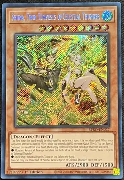 Yu-Gi-Oh! Shiina, Twin Tempests of Celestial Thunder BPRO-EN027, 1st Ed, SCR, NM - Image 1