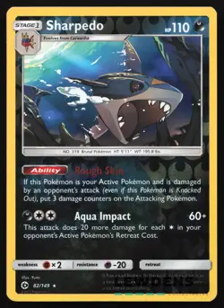 Sharpedo - 82/149 - Reverse Holo Rare Holo - Sun & Moon Base - Pokemon Card - Image 1