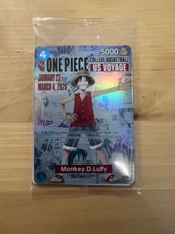 One Piece Monkey D. Luffy US Voyage College Basketball Promo Card Gonzaga SEALED - Image 1