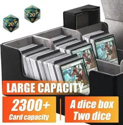 Card Deck Case, 1750+ Cards, PU Leather, MTG, YuGiOh, TCG Storage, BLK/GRY 745526625398 - Image 4