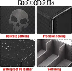 Card Deck Case, 1750+ Cards, PU Leather, MTG, YuGiOh, TCG Storage, BLK/GRY 745526625398 - Image 5