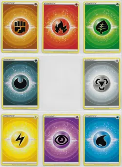 POKEMON SS Crown Zenith NM COMPLETE SET Com NON-holo Basic ENERGY CARDS Lot of 8 - Image 1