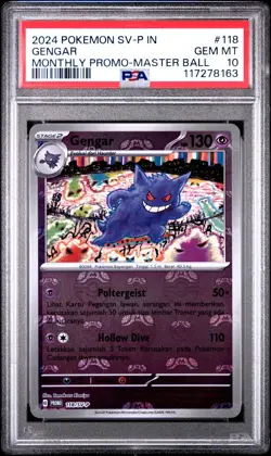 2024 Pokemon Indonesian SV-P Promo #118 Gengar Monthly Master Ball PSA 10 - Image 1
